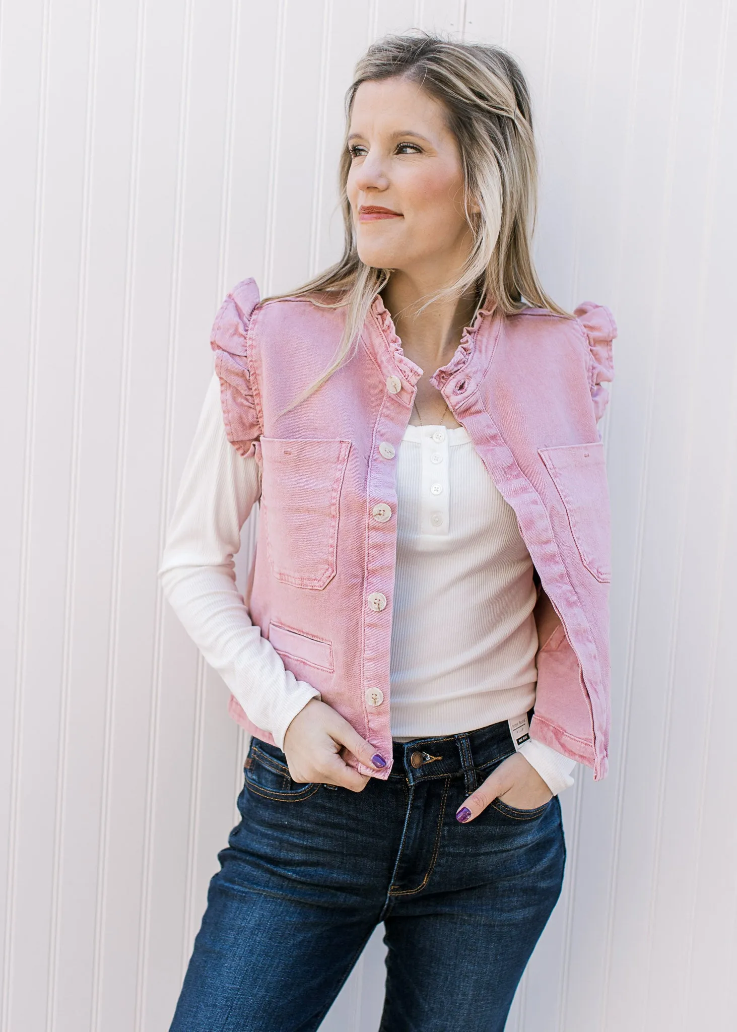 Rosie Mauve Ruffle Vest