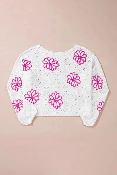 Round Neck Long Sleeve Knitted Sweatshirt