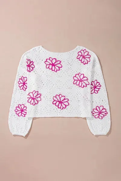 Round Neck Long Sleeve Knitted Sweatshirt