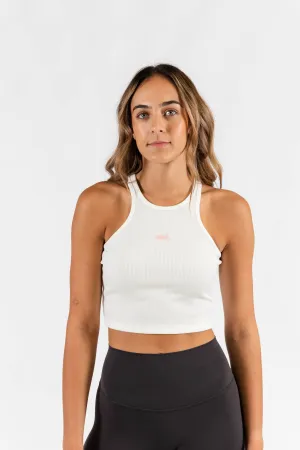 Ruby Ribbed White Pink Tank
