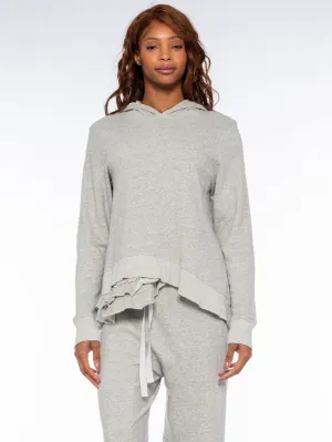Ruffled Slant Hoodie Sweatshirt