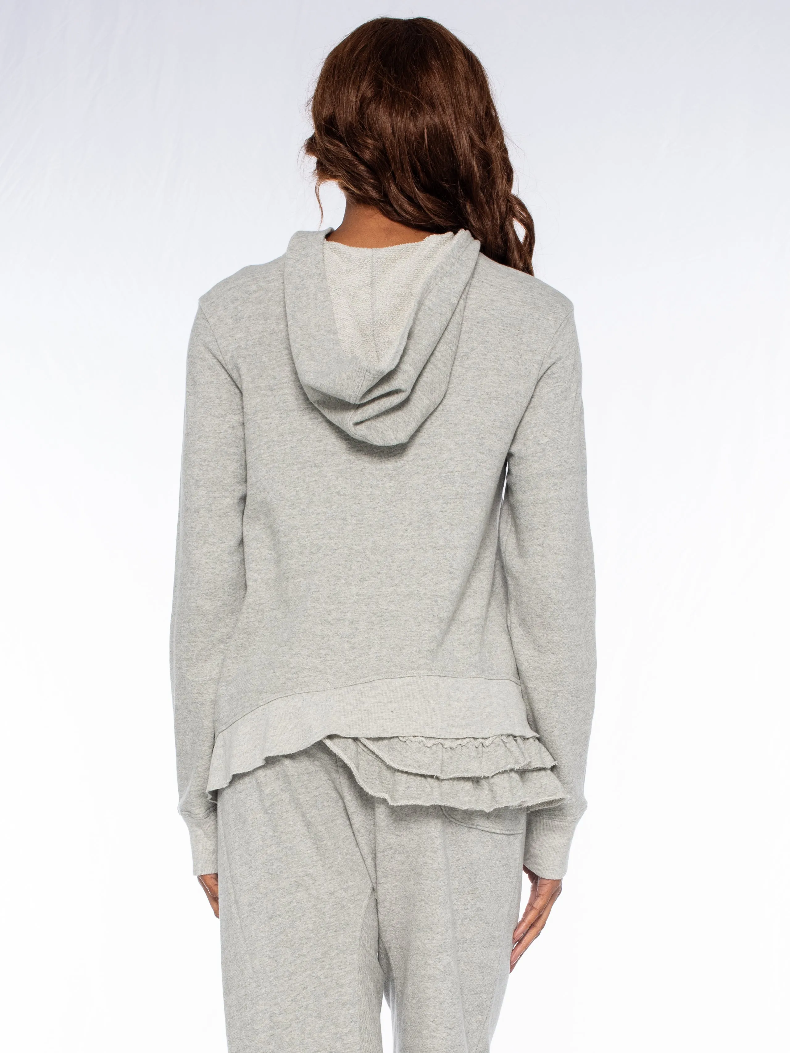 Ruffled Slant Hoodie Sweatshirt