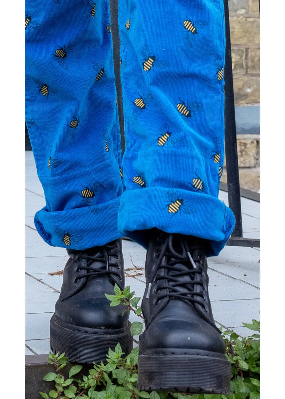 Run & Fly Bee Corduroy 70's Dungarees Blue