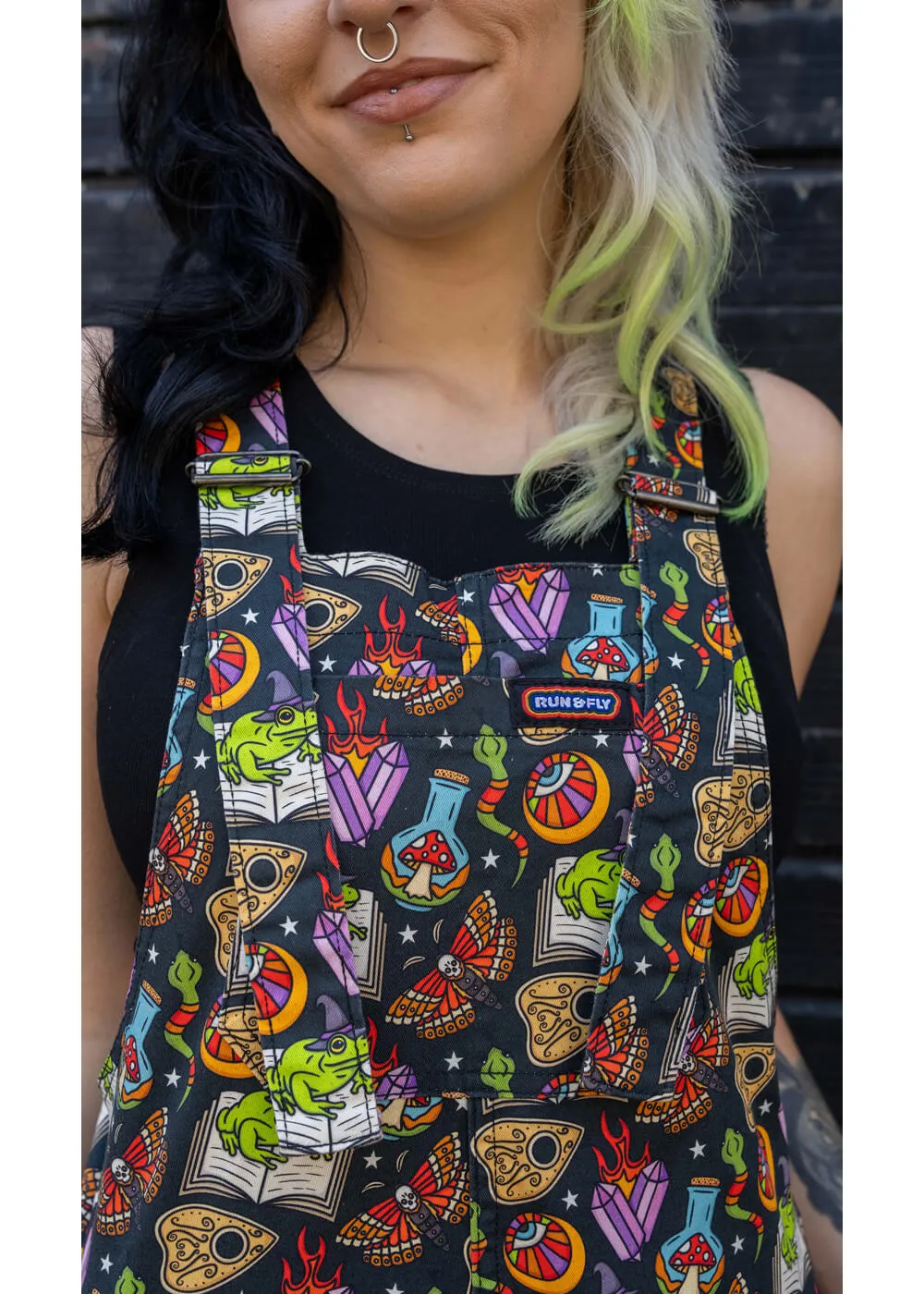 Run & Fly Bewitched Cauldron Dungarees Black