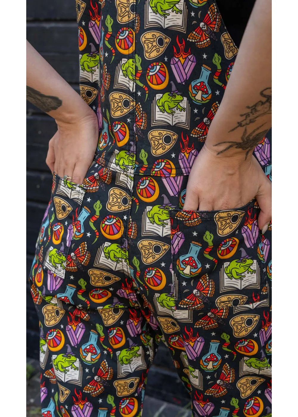 Run & Fly Bewitched Cauldron Dungarees Black