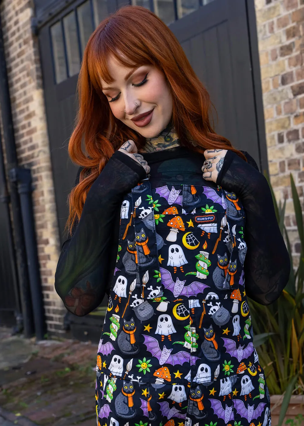 Run & Fly Cauldron Cats Dungarees Black