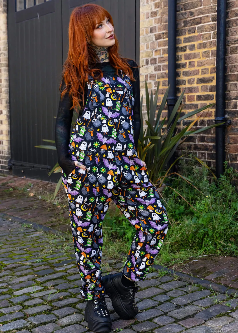 Run & Fly Cauldron Cats Dungarees Black