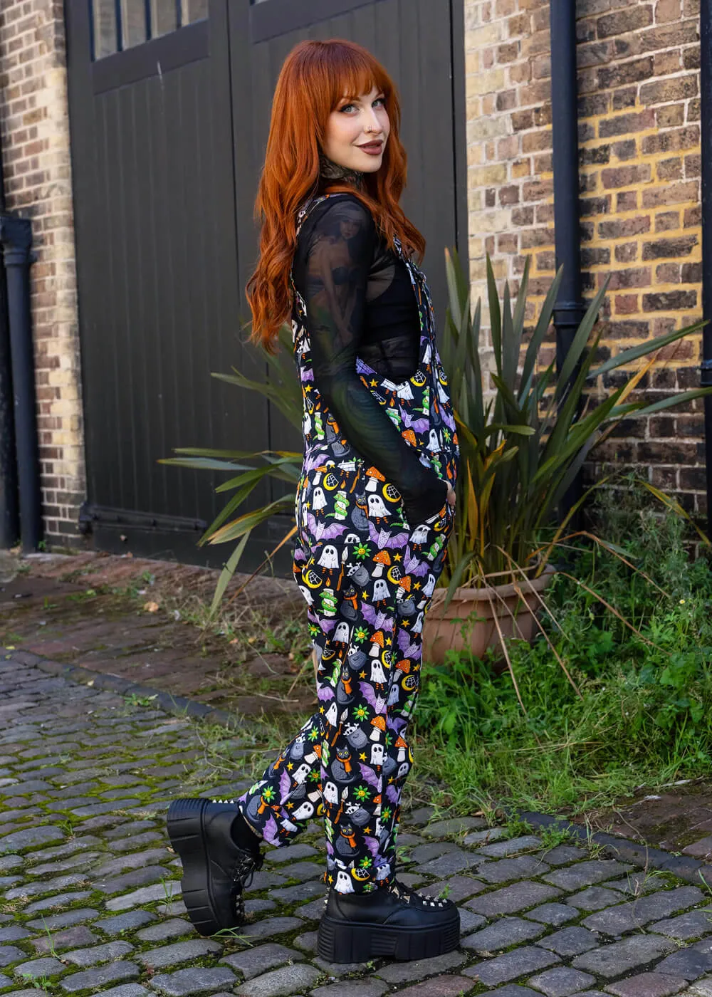 Run & Fly Cauldron Cats Dungarees Black