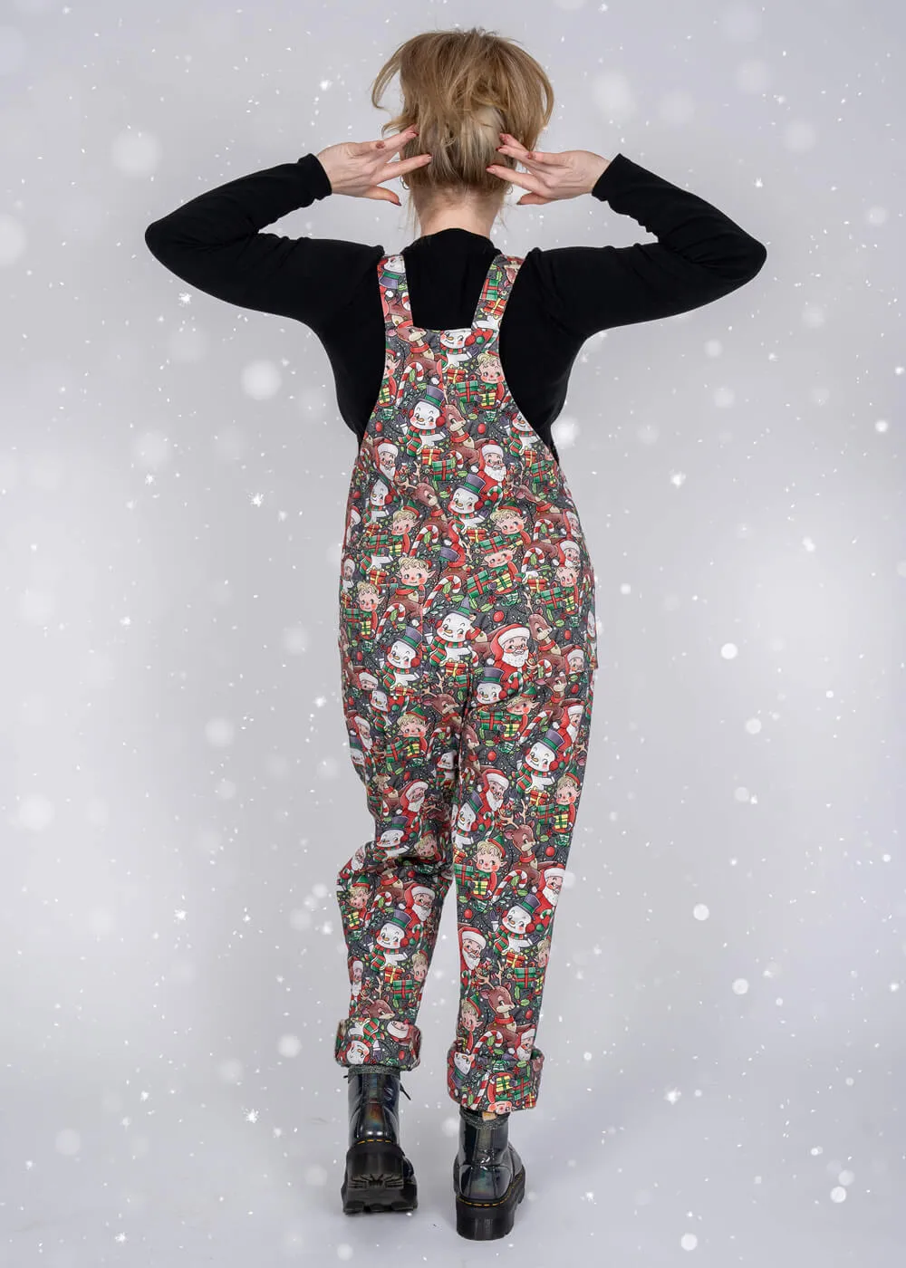 Run & Fly Christmas Cuties 70's Dungarees Black