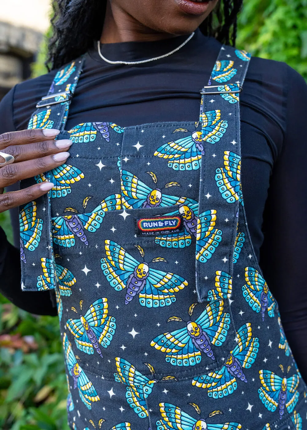 Run & Fly Death Head Moth Dungarees Black