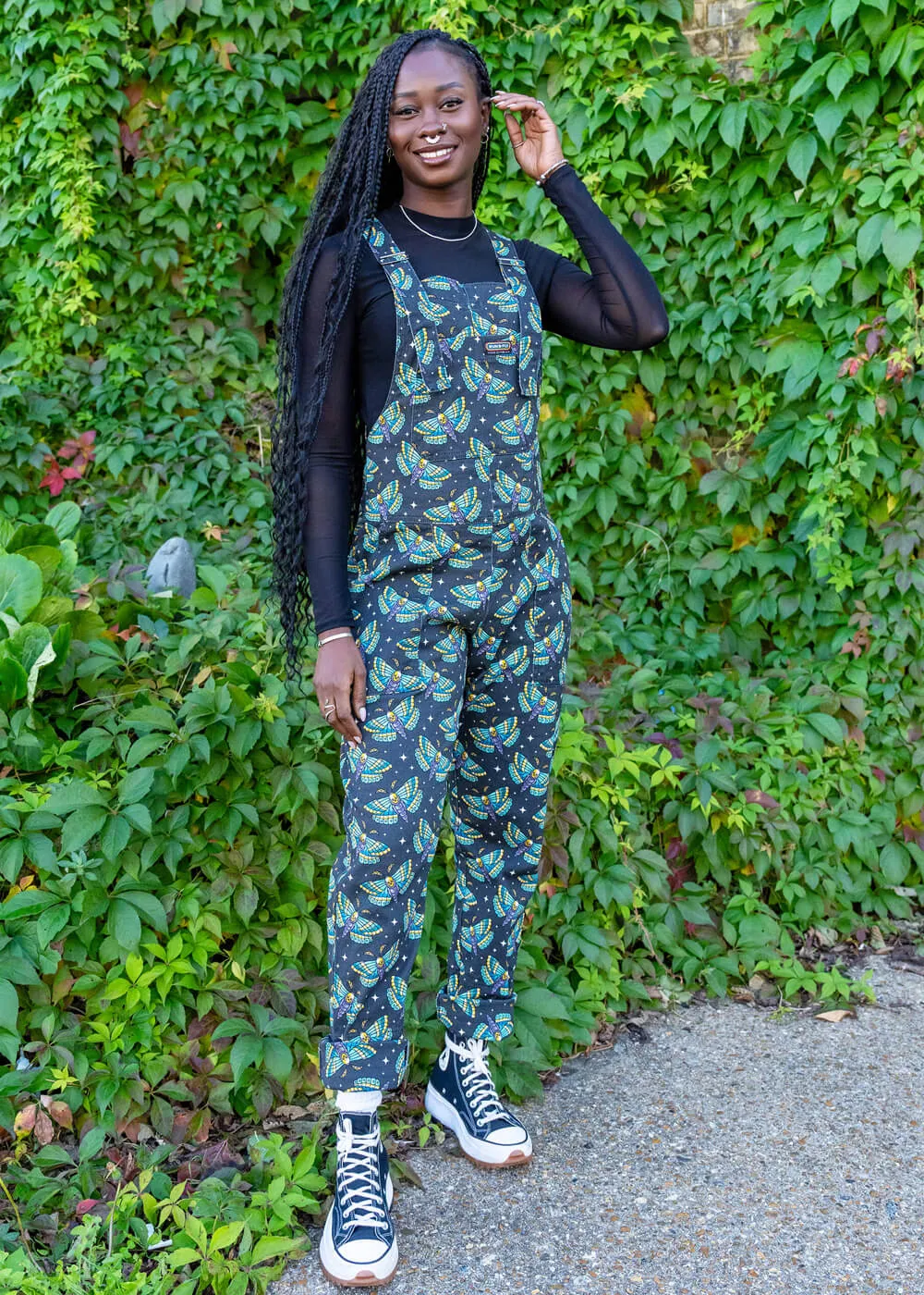 Run & Fly Death Head Moth Dungarees Black