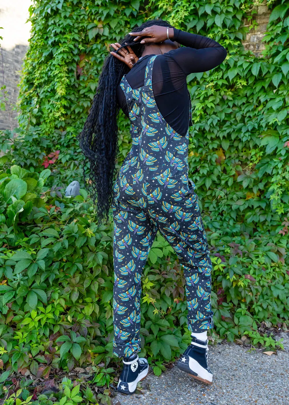 Run & Fly Death Head Moth Dungarees Black