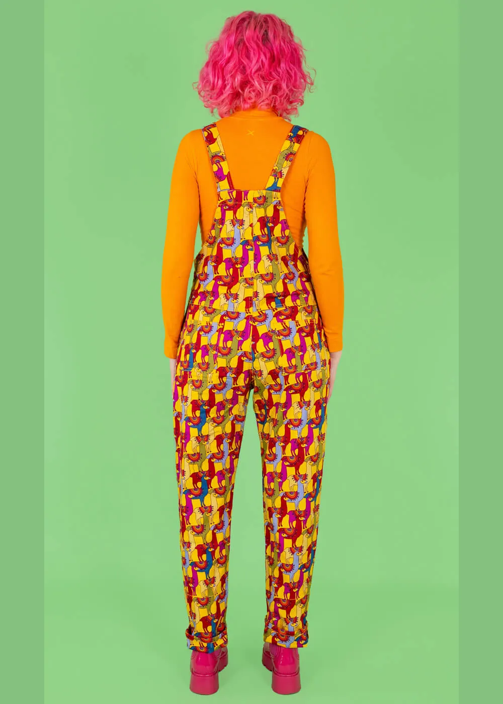 Run & Fly Drama Llama 70's Dungarees Multi
