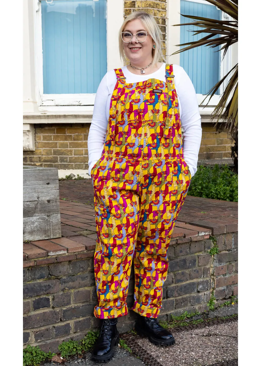 Run & Fly Drama Llama 70's Dungarees Multi