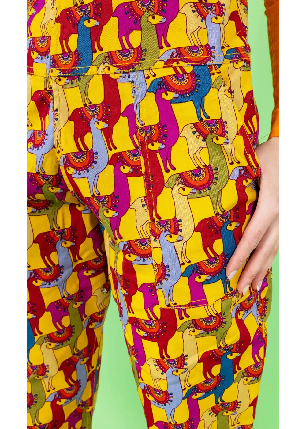 Run & Fly Drama Llama 70's Dungarees Multi