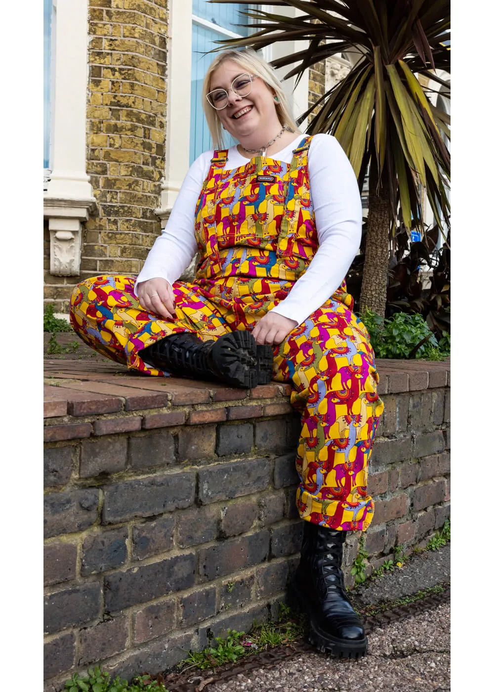 Run & Fly Drama Llama 70's Dungarees Multi