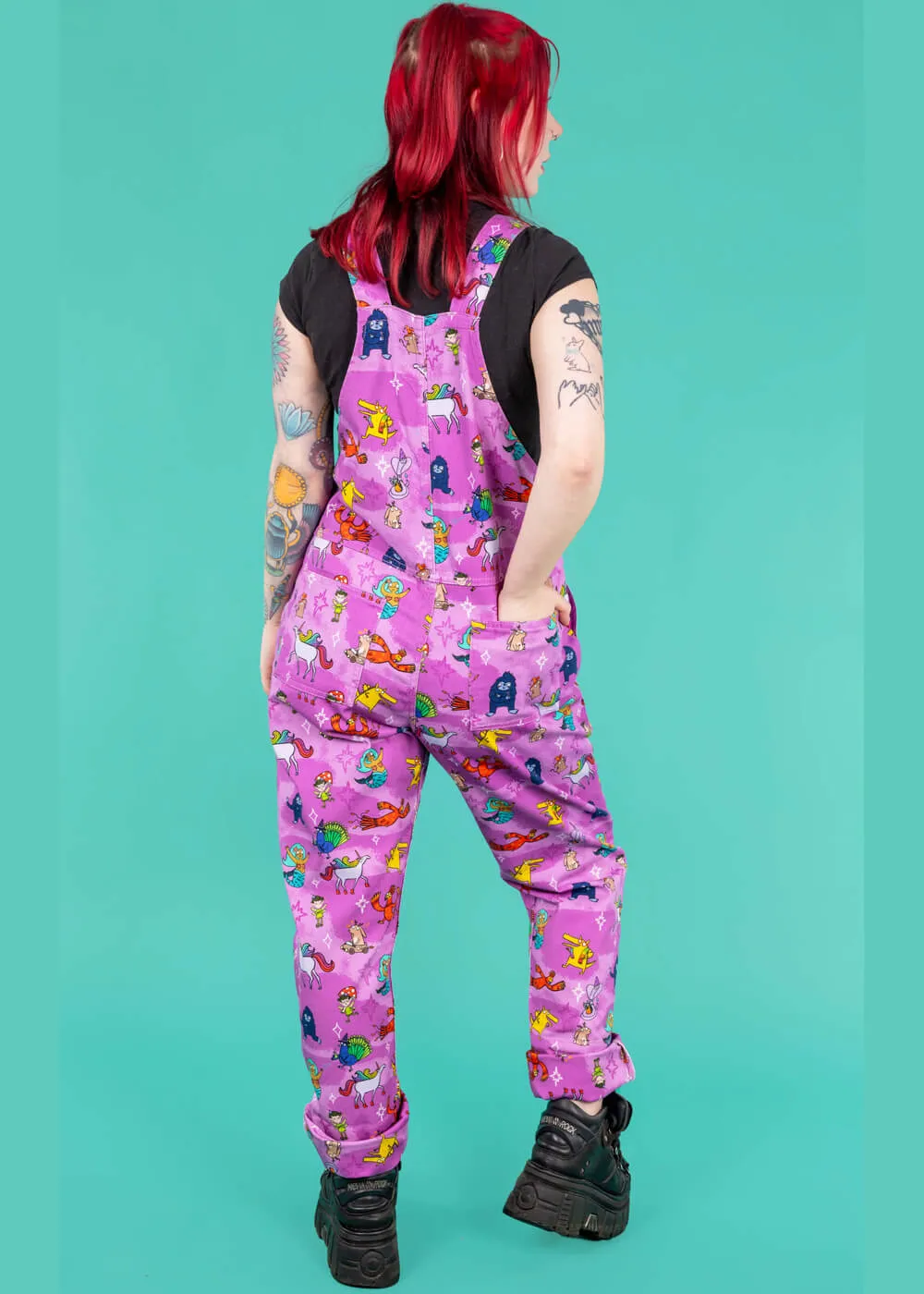 Run & Fly Happiness Enchanters Word Spells 70's Dungarees Pink
