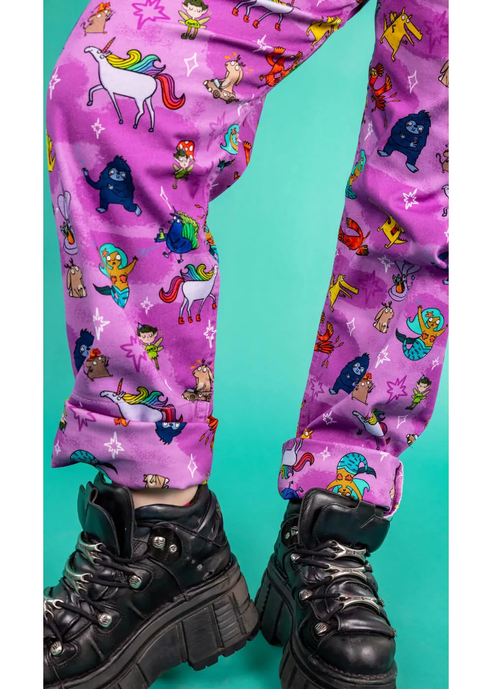 Run & Fly Happiness Enchanters Word Spells 70's Dungarees Pink
