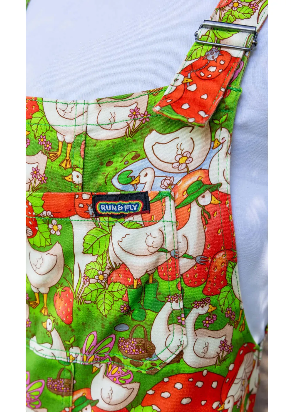 Run & Fly In The Geese Garden 70's Dungarees Green