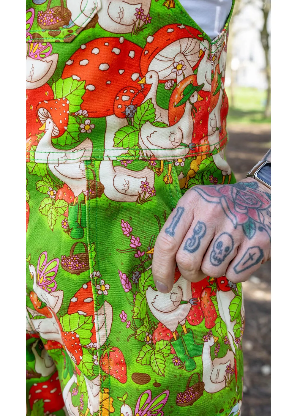 Run & Fly In The Geese Garden 70's Dungarees Green