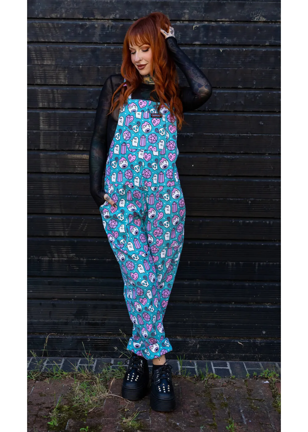 Run & Fly Pretty Spooky Dungarees Blue