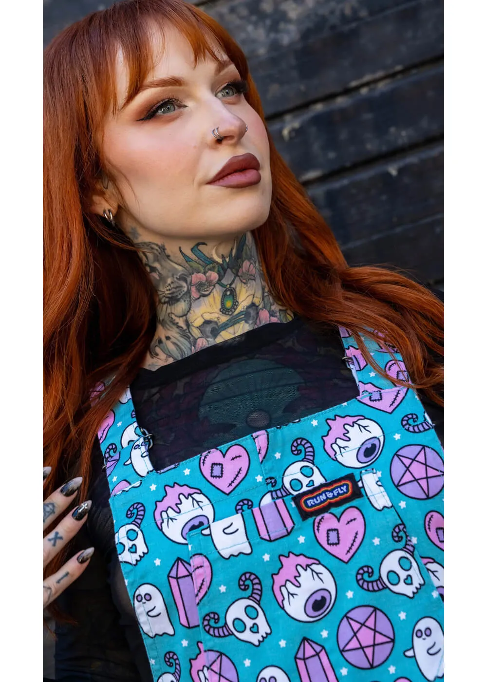 Run & Fly Pretty Spooky Dungarees Blue