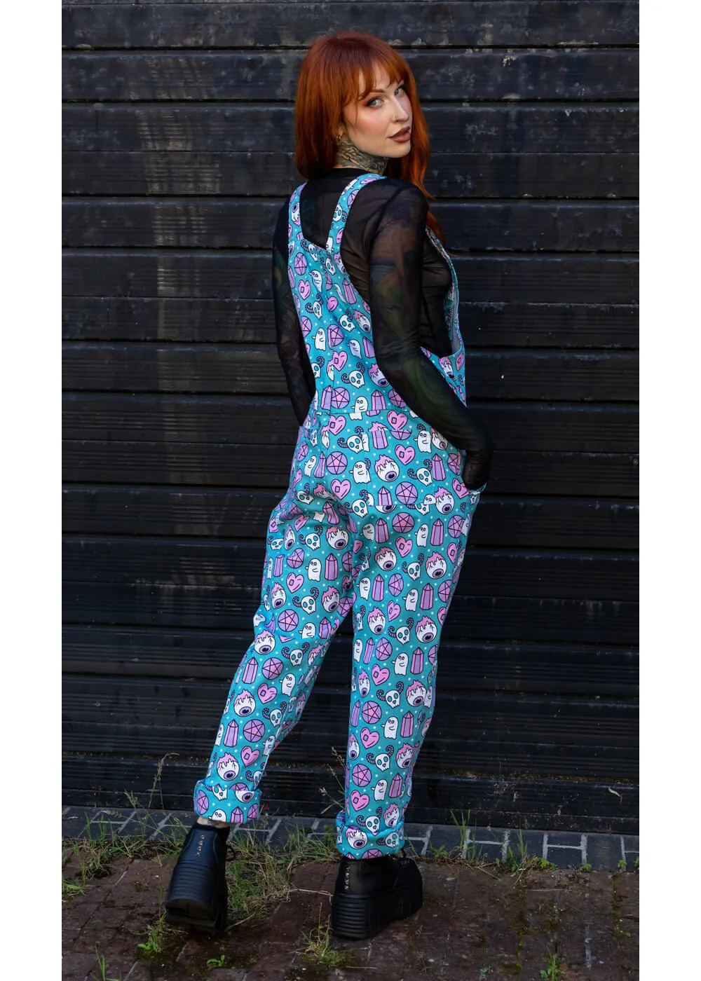 Run & Fly Pretty Spooky Dungarees Blue