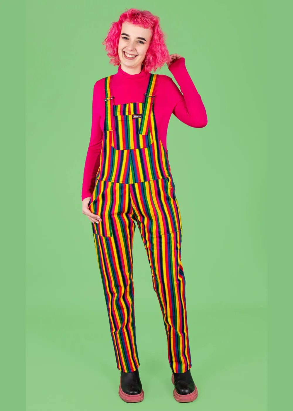 Run & Fly Rainbow Stripe 70's Dungarees Multi