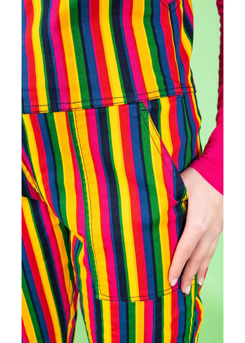 Run & Fly Rainbow Stripe 70's Dungarees Multi