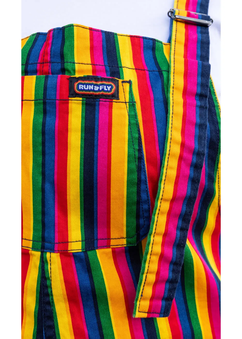 Run & Fly Rainbow Stripe 70's Dungarees Multi
