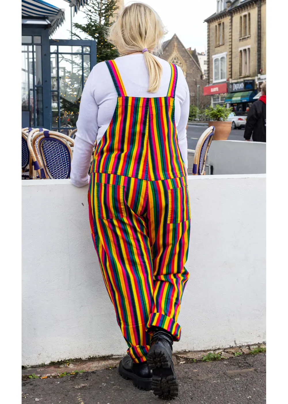 Run & Fly Rainbow Stripe 70's Dungarees Multi