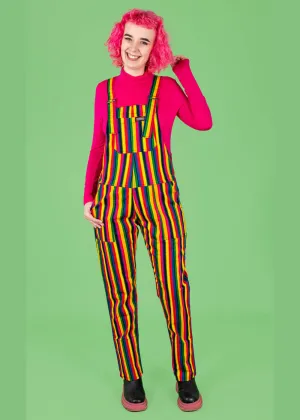 Run & Fly Rainbow Stripe 70's Dungarees Multi