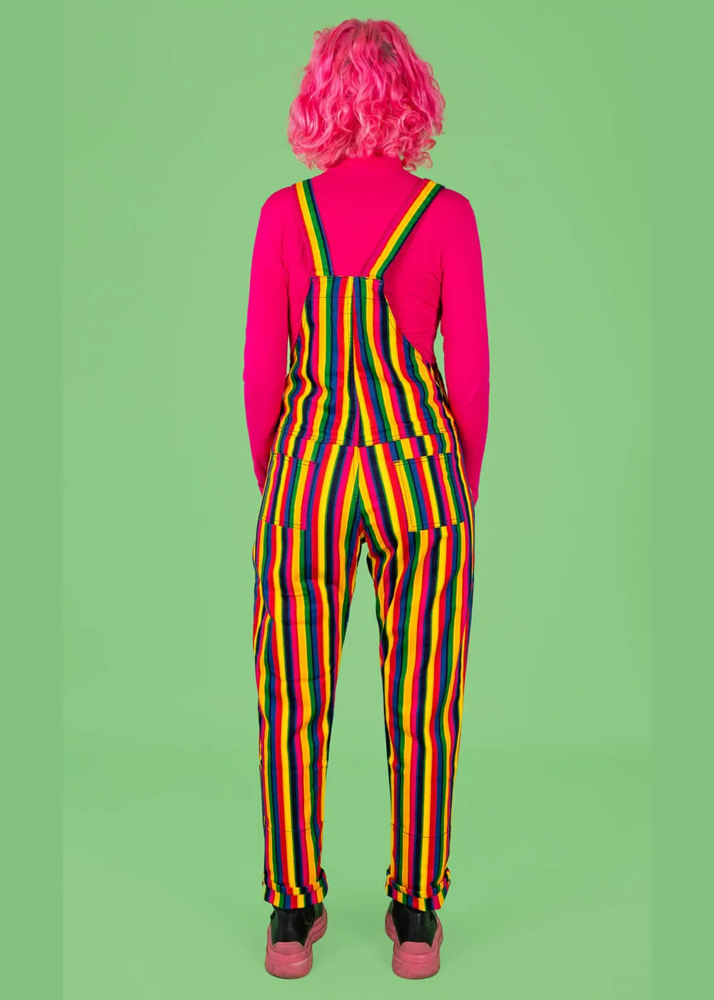 Run & Fly Rainbow Stripe 70's Dungarees Multi