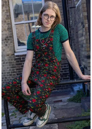 Run & Fly Retro Tattoo 70's Dungarees Black