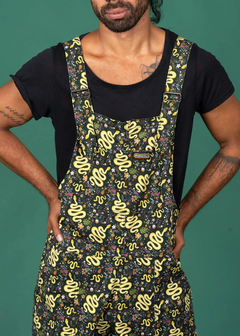 Run & Fly Serpent Dungarees Black