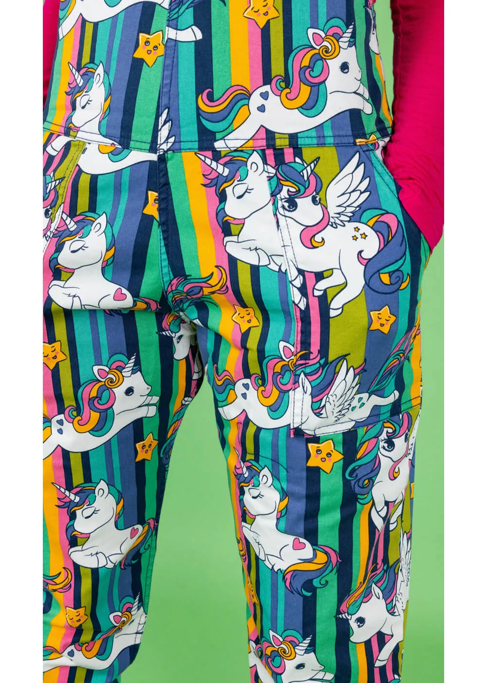 Run & Fly Unicorn Stripe 70's Dungarees Multi