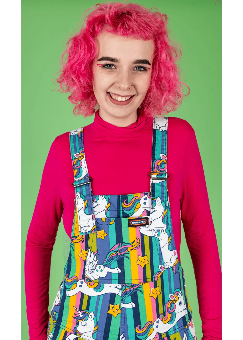 Run & Fly Unicorn Stripe 70's Dungarees Multi