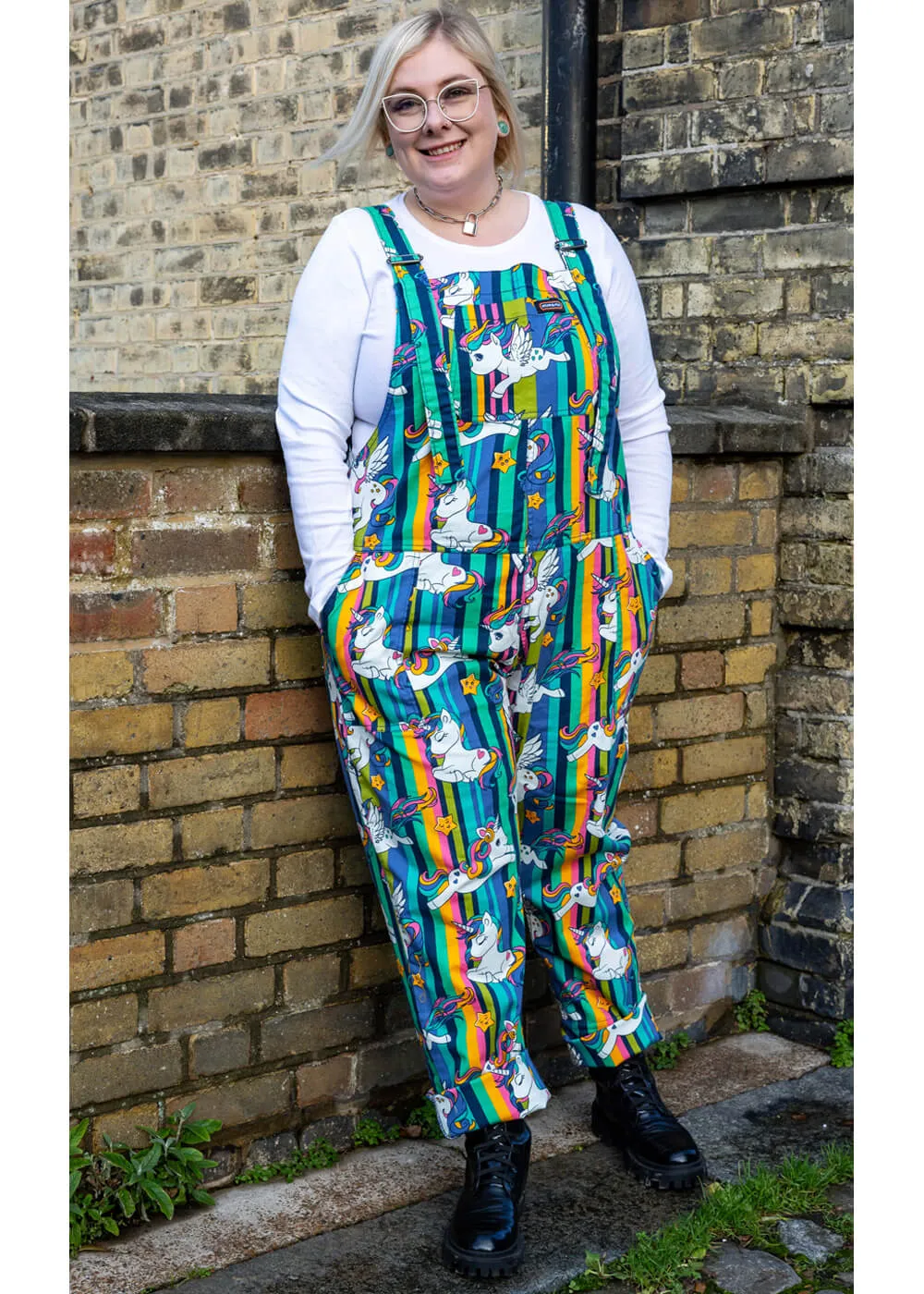 Run & Fly Unicorn Stripe 70's Dungarees Multi