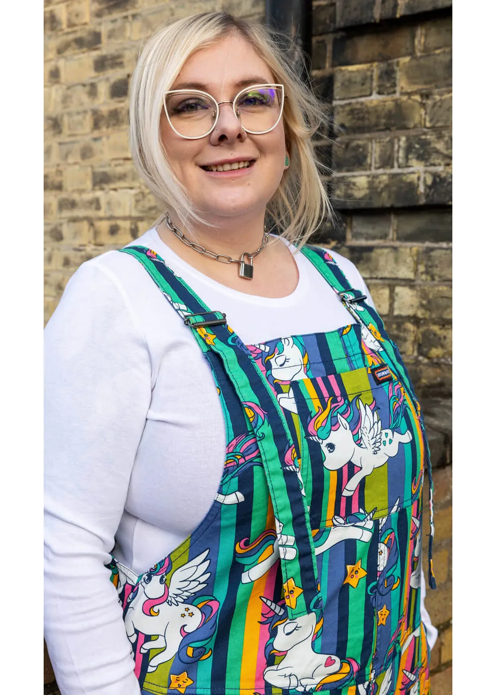 Run & Fly Unicorn Stripe 70's Dungarees Multi