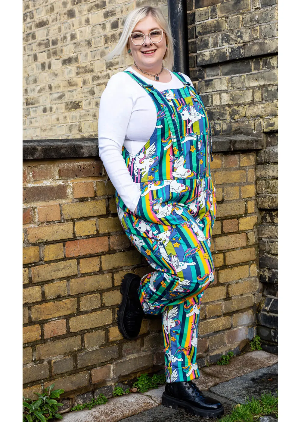 Run & Fly Unicorn Stripe 70's Dungarees Multi