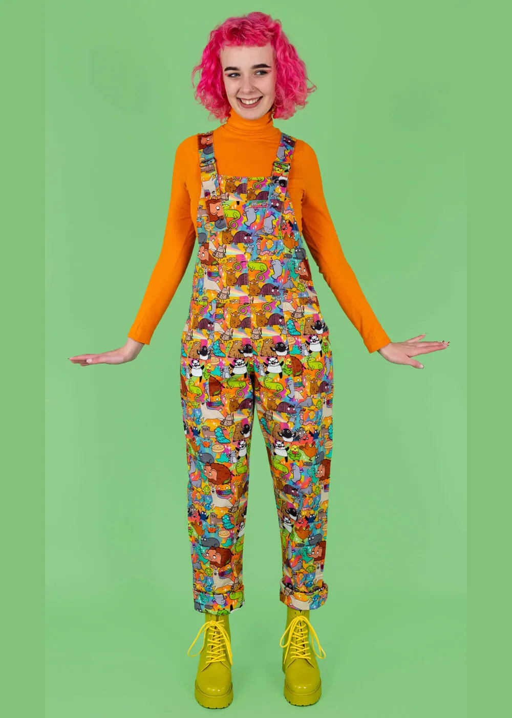 Run & Fly Weird & Wonderful 70's Dungarees Multi