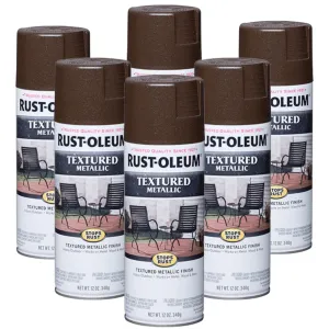 Rustoleum - STOPS RUST Textured Metallic Spray Paint - MYSTIC BROWN (6 cans)