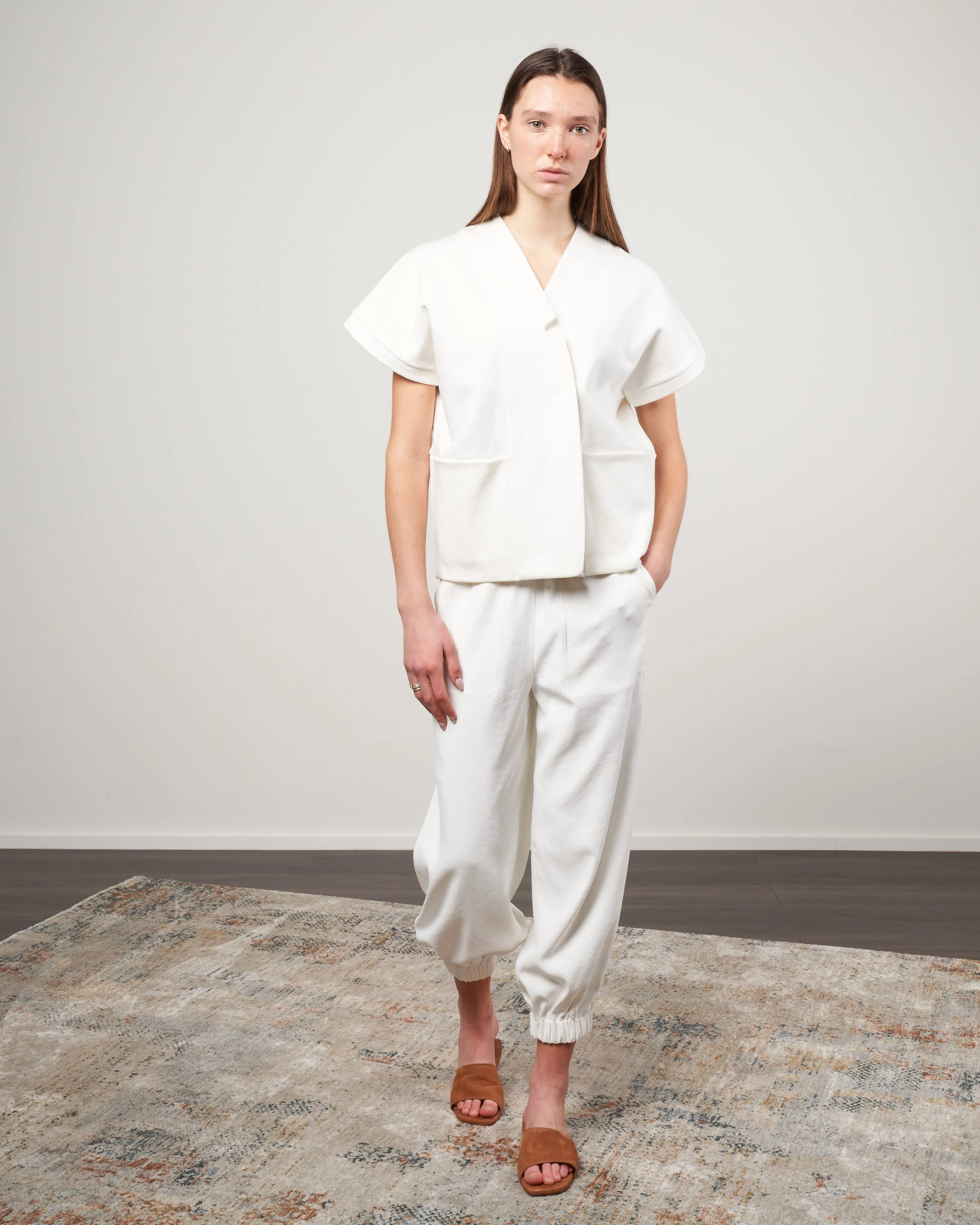 saban waistcoat - chalk french terry