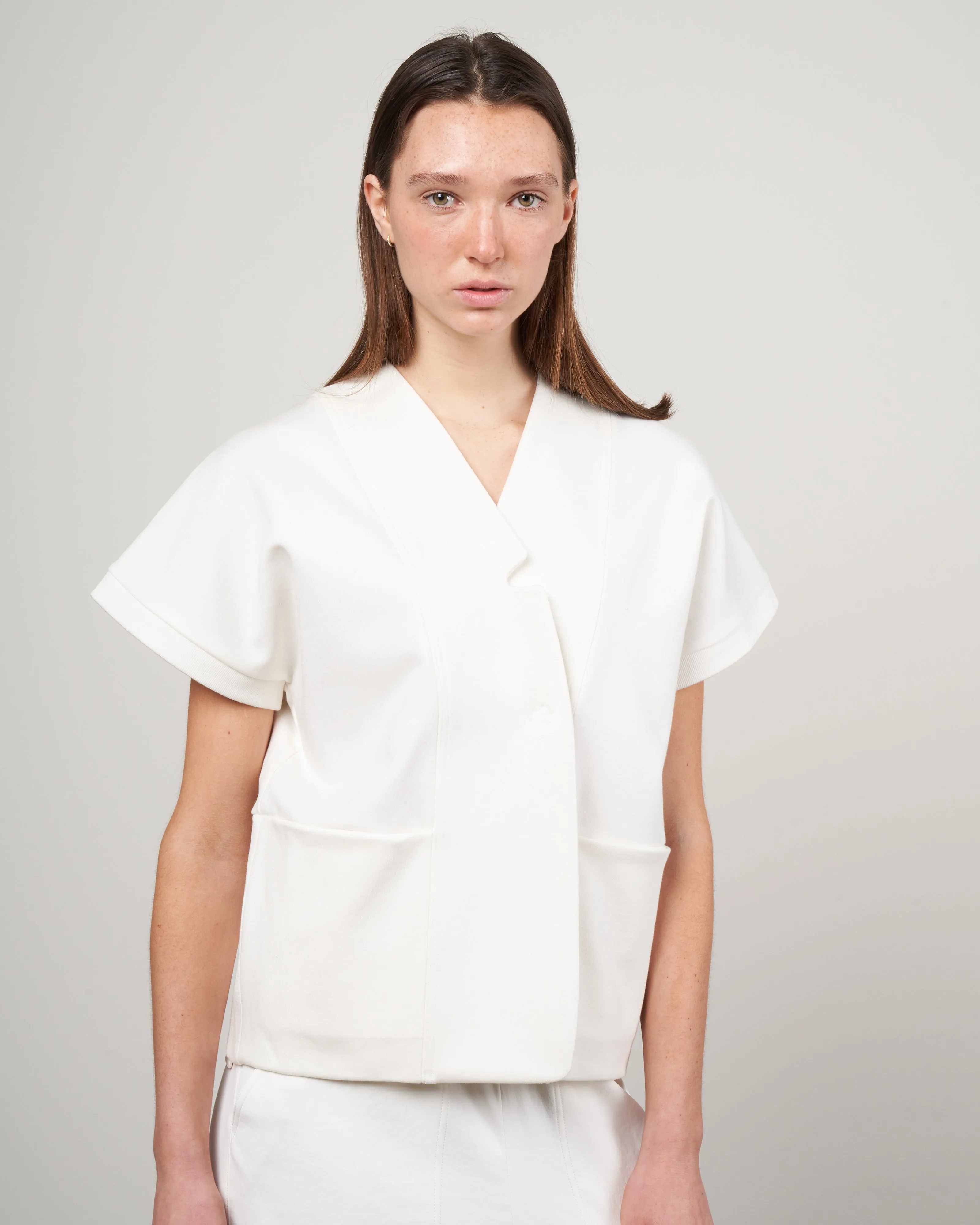 saban waistcoat - chalk french terry