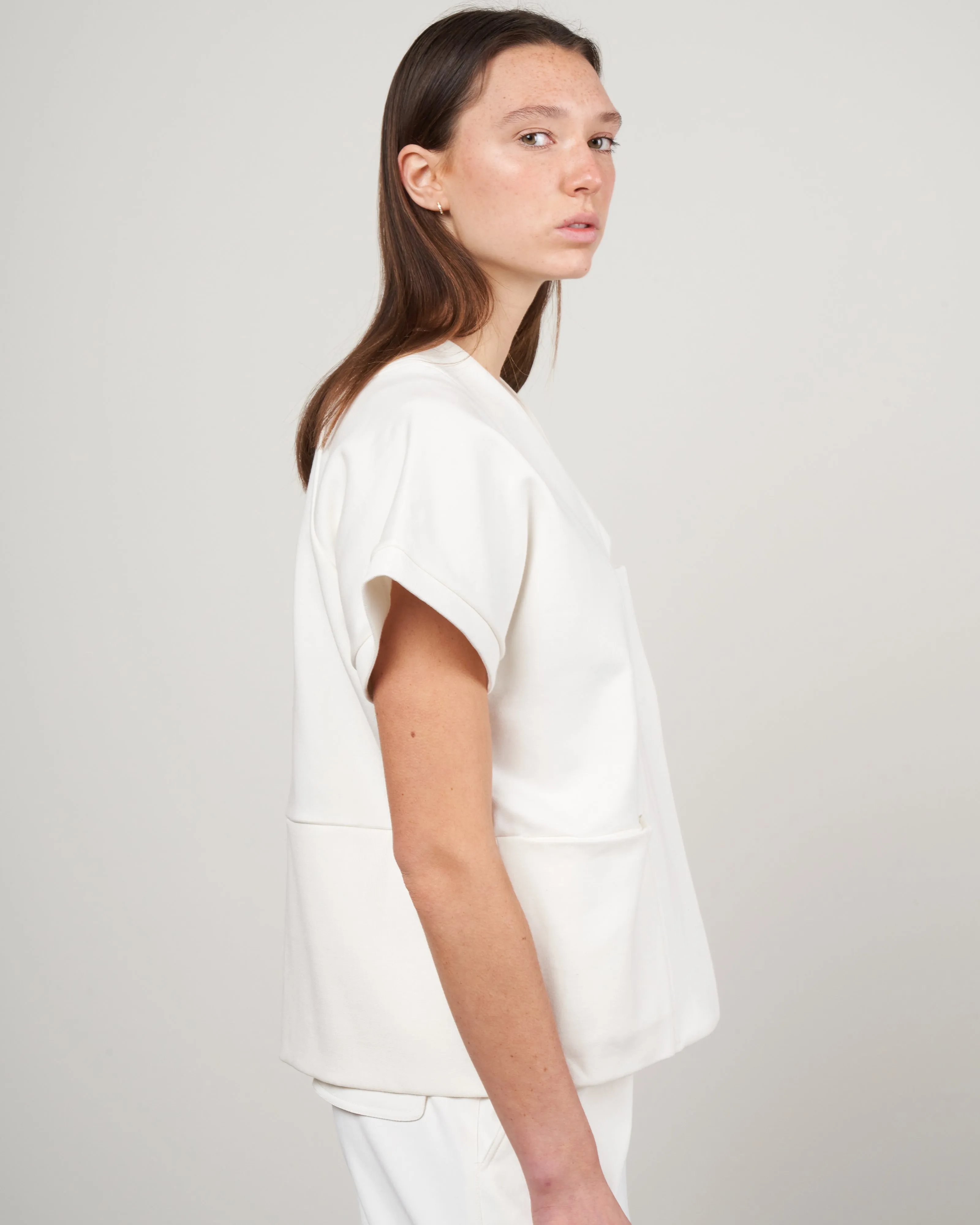 saban waistcoat - chalk french terry