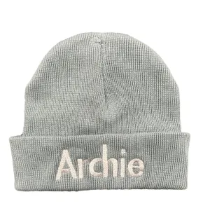 Sage Green Personalised Childrens Beanie Hat