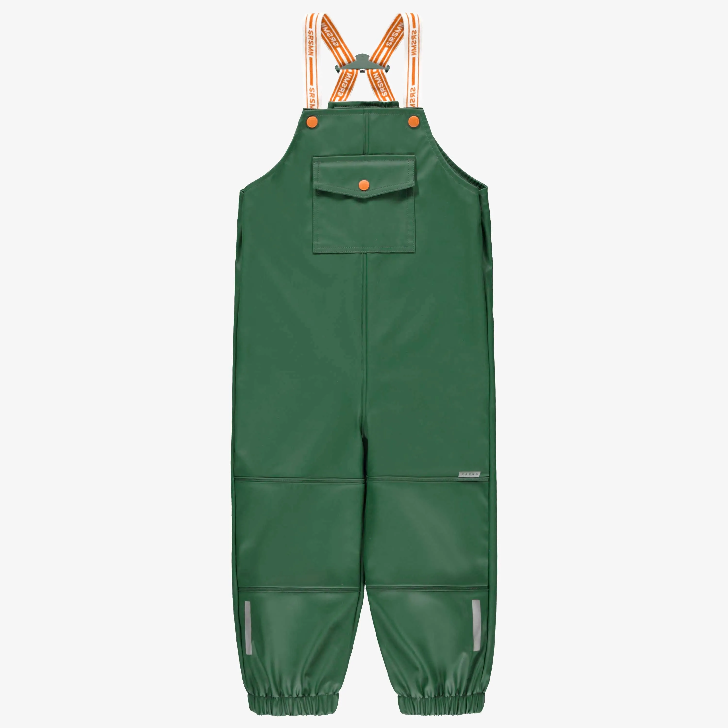 Salopette de pluie imperméable verte en polyuréthane, enfant || Green waterproof polyurethane rain overalls, child