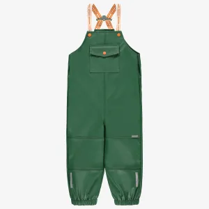 Salopette de pluie imperméable verte en polyuréthane, enfant || Green waterproof polyurethane rain overalls, child