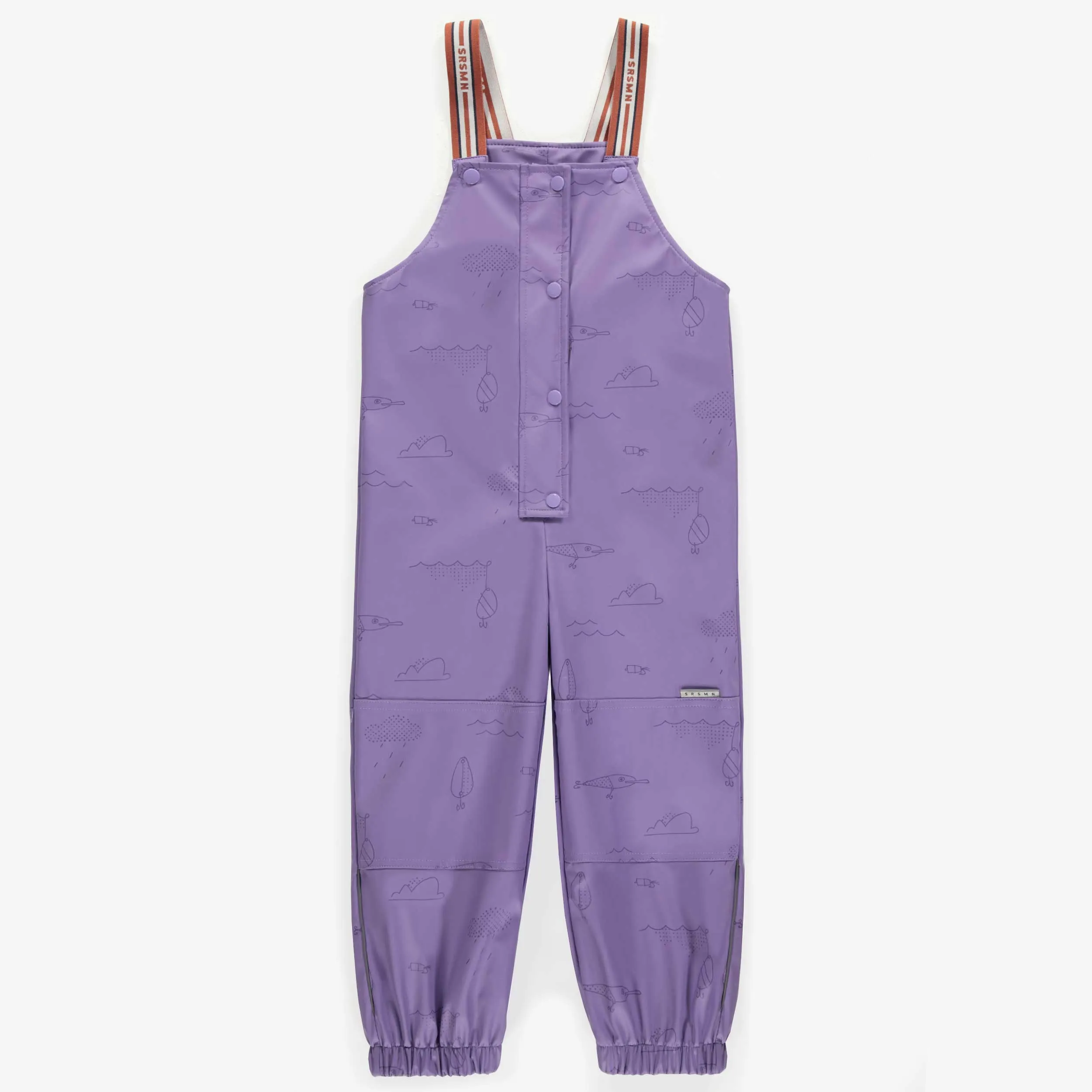 Salopette de pluie mauve en polyuréthane, enfant || Purple polyurethane rain overalls, child