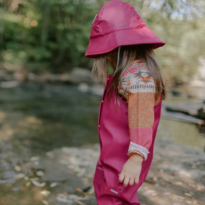 Salopette de pluie rose en polyuréthane, bébé || Pink polyurethane rain overalls, baby